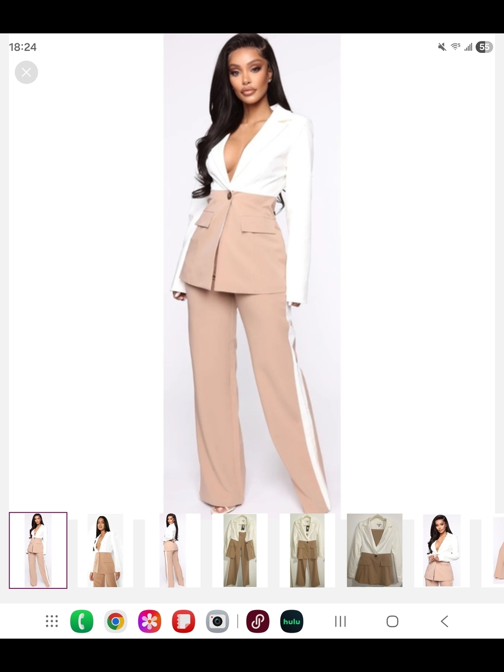 Two-Tone Olive & White Tailored Jacket Jumpsuit